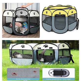 Picture of LongtimeUSA Portable Foldable Pet Puppy Playpen - Indoor Outdoor with Water Resistant Removable Shade Cover for Dog Cat Rabbit (Large)
