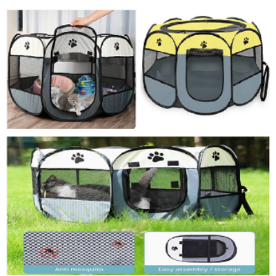 Picture of LongtimeUSA Portable Foldable Pet Puppy Playpen - Indoor Outdoor with Water Resistant Removable Shade Cover for Dog Cat Rabbit (Large)