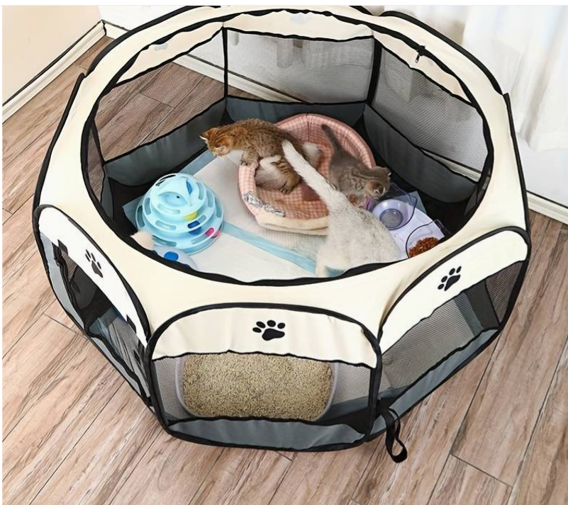 Picture of LongtimeUSA Portable Foldable Pet Puppy Playpen - Indoor Outdoor with Water Resistant Removable Shade Cover for Dog Cat Rabbit (Large)