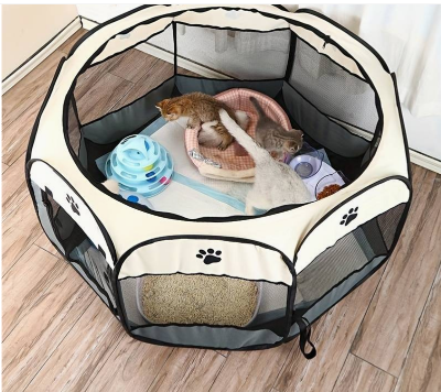 Picture of LongtimeUSA Portable Foldable Pet Puppy Playpen - Indoor Outdoor with Water Resistant Removable Shade Cover for Dog Cat Rabbit (Large)