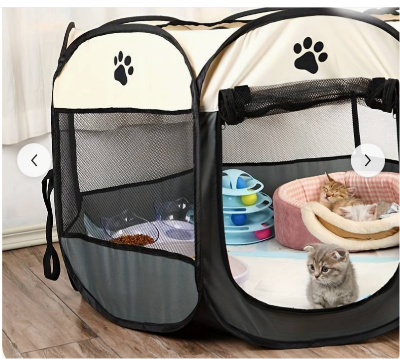 Picture of LongtimeUSA Portable Foldable Pet Puppy Playpen - Indoor Outdoor with Water Resistant Removable Shade Cover for Dog Cat Rabbit (Large)