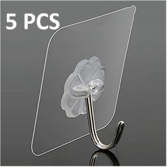 Picture of Plastic Wall Hook Hanger 5 Piece - Transparent