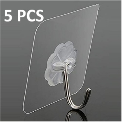 Picture of Plastic Wall Hook Hanger 5 Piece - Transparent