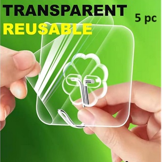 Picture of Plastic Wall Hook Hanger 5 Piece - Transparent