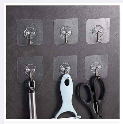 Picture of Plastic Wall Hook Hanger 5 Piece - Transparent