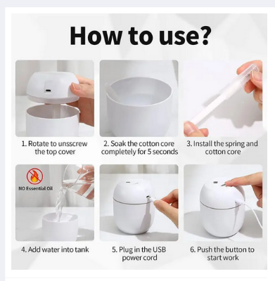 Picture of Portable Mini Air Humidifier 250ml Micro Atomizer USB Cold Fog Atomizer with Lamp