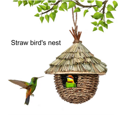 Picture of Natural Grass Hummingbird House, 1PCS Hanging Bird Houses Hand Woven Bird Nest, Hummingbird Swinging Nest Bird Houses for Garden Window Outdoor Home