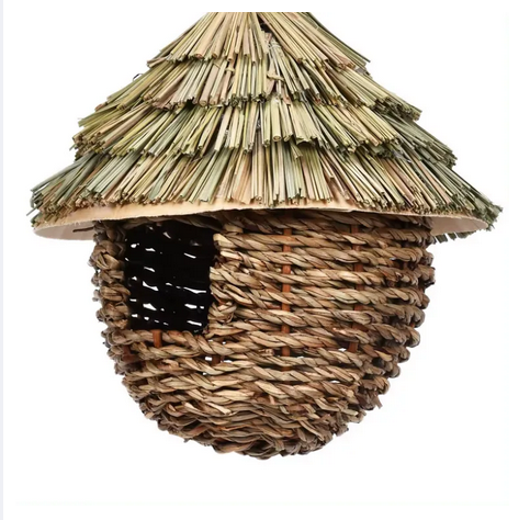 Picture of Natural Grass Hummingbird House, 1PCS Hanging Bird Houses Hand Woven Bird Nest, Hummingbird Swinging Nest Bird Houses for Garden Window Outdoor Home