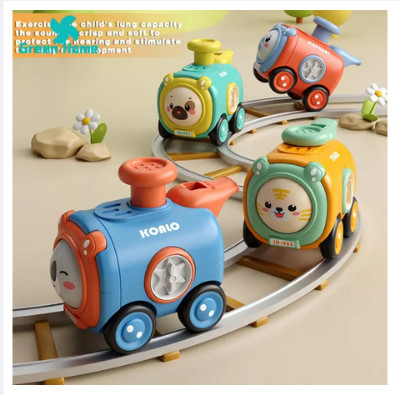Picture of Baby Train Toy Baby Train Toy Whistleless Press-and-go Mini Vehicle Lovely Cartoon Animal Slide Car Boys Girls Gift Rotate Face Toy -1 PCS