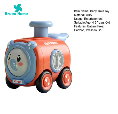 Picture of Baby Train Toy Baby Train Toy Whistleless Press-and-go Mini Vehicle Lovely Cartoon Animal Slide Car Boys Girls Gift Rotate Face Toy -1 PCS