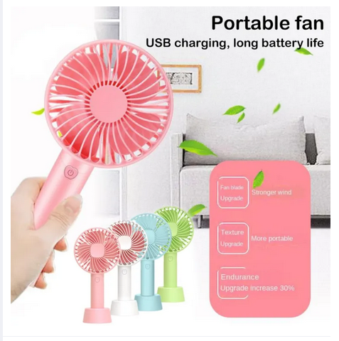 Picture of Fan Portable Mini Handheld  Small Pocket Fan Battery Operated Fan USB Rechargeable Fan with Phone Holder Personal Desk Fan for Office Bedroom Makeup Outdoor (Style-3)