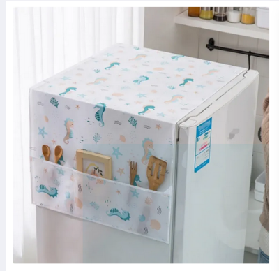 Picture of 1PCS Dust Cover Refrigerator Cover with Pocket Double Sided Storage Hanging Bags Kitchen Fridge Cover