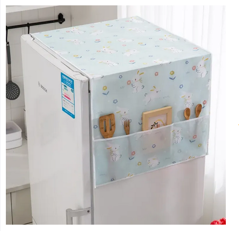 Picture of 1PCS Dust Cover Refrigerator Cover with Pocket Double Sided Storage Hanging Bags Kitchen Fridge Cover