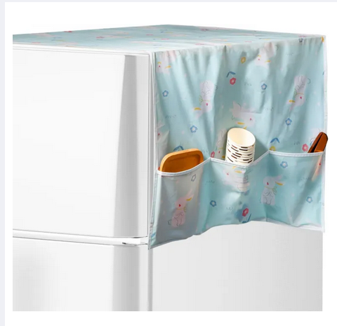 Picture of 1PCS Dust Cover Refrigerator Cover with Pocket Double Sided Storage Hanging Bags Kitchen Fridge Cover
