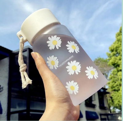 Picture of Water Bottle(500 ml), Cute Daisy, Large Capacity, Translucent, Water Bottle, Cup, Mug, Cup, Stylish, Wide Mouth,...