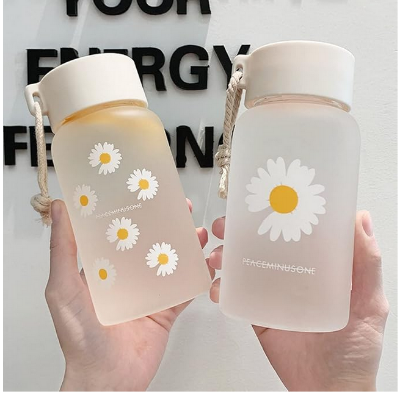 Picture of Water Bottle(500 ml), Cute Daisy, Large Capacity, Translucent, Water Bottle, Cup, Mug, Cup, Stylish, Wide Mouth,...