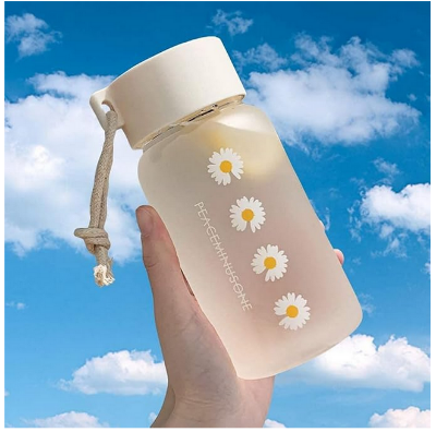 Picture of Water Bottle(500 ml), Cute Daisy, Large Capacity, Translucent, Water Bottle, Cup, Mug, Cup, Stylish, Wide Mouth,...