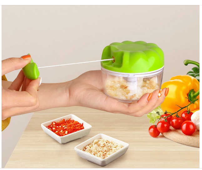 Picture of Garlic Chopper,Hand Pull String Garlic Chopper for Kitchen,Small Food Processor with Stainless Steel Blades,Used for Onions Garlic Peppers Carrots Fruits Tomato Meat.