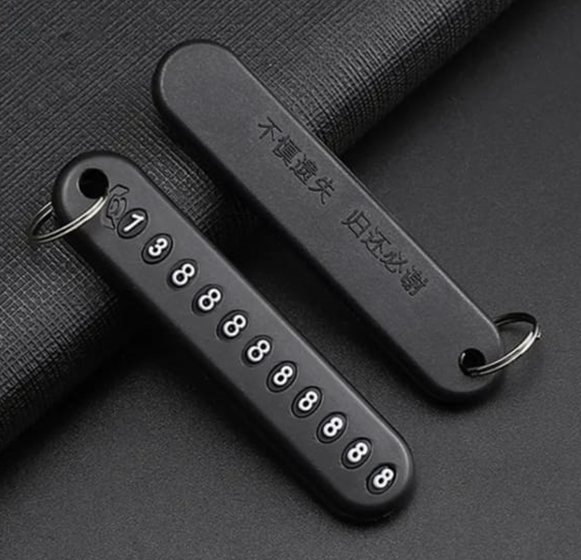 Picture of Phone Number Card Plate Car Keys Anti-Lost Keyring Key Chain Charm Bag Pendant Fashion