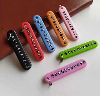 Picture of Phone Number Card Plate Car Keys Anti-Lost Keyring Key Chain Charm Bag Pendant Fashion