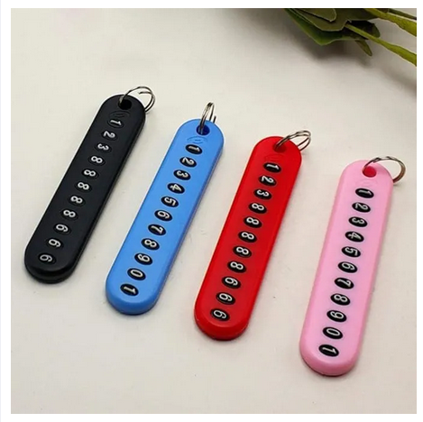 Picture of Phone Number Card Plate Car Keys Anti-Lost Keyring Key Chain Charm Bag Pendant Fashion