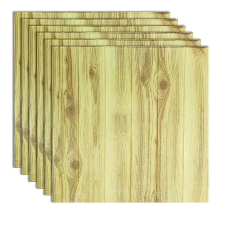 Picture of 3D Wallpaper Self Adhesive Woodr Grain Wall Sticker Soft Package Kindergarten Walls Decoration Waterproof Foam Wall Sticker C 70CMX70CM