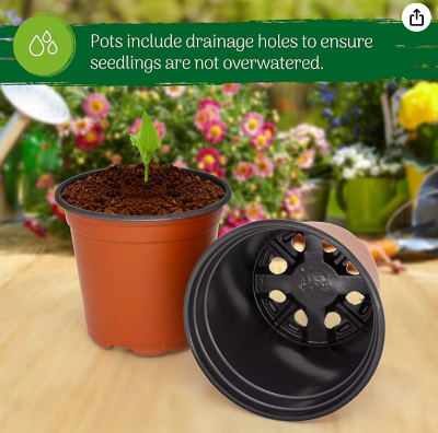 Picture of Nursery Pots 20-Pack 6 Inch Plastic  Plant Pot with Drainage,Seedling Flower Plant Container and Seed Starting Pots for Succulents, Seedlings