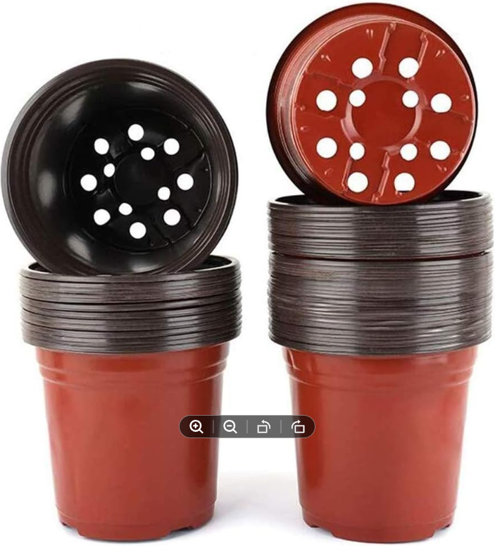 Picture of Nursery Pots 20-Pack 6 Inch Plastic  Plant Pot with Drainage,Seedling Flower Plant Container and Seed Starting Pots for Succulents, Seedlings