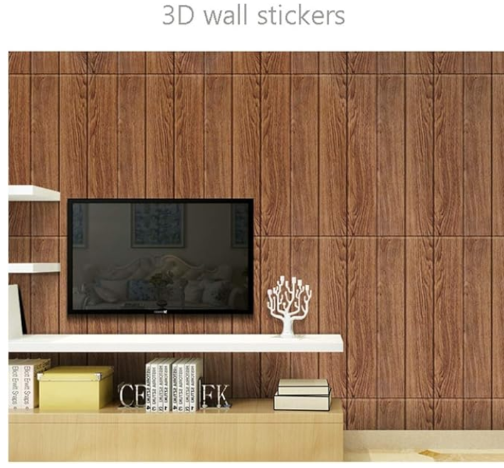 Picture of 3D Wall Panels, 3D Imitation Wood Grain Street Brick Wallpaper, PVC Wallpaper, Brick for Living Room/TV Background Wall/Hotel, 70 x 70 cm (Size : 1 pcs)