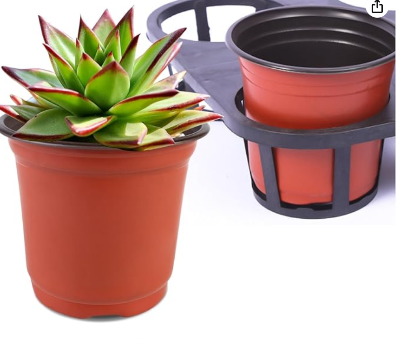 Picture of Plastic Flower Pot(4 Inch -50 Pcs) for Flowers and Plants, Seed and Seedling Pots for Gardening