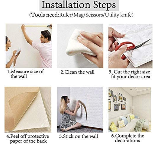 Picture of Wallpaper for Wall Home Decor Living Room Bedroom Kitchen Countertop Paper PVC 3D Wallpaper for Kitchen and Home Furniture Wall Stickers Self Adhesive DIY Wall Decor2.5 by 2.5 fit