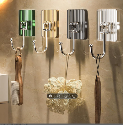 Picture of 5 Pieces Wall Hooks, Door Wall Hangers Hook Heavy Duty Towel Hooks Home Hanger Acrylic Hooks Wall Hangers for Kitchen Hotel