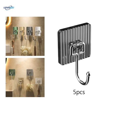 Picture of 5 Pieces Wall Hooks, Door Wall Hangers Hook Heavy Duty Towel Hooks Home Hanger Acrylic Hooks Wall Hangers for Kitchen Hotel