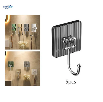Picture of 5 Pieces Wall Hooks, Door Wall Hangers Hook Heavy Duty Towel Hooks Home Hanger Acrylic Hooks Wall Hangers for Kitchen Hotel