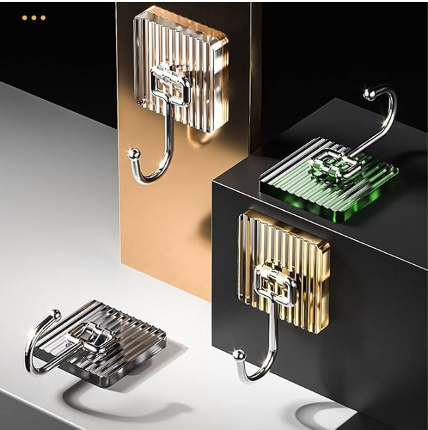 Picture of 5 Pieces Wall Hooks, Door Wall Hangers Hook Heavy Duty Towel Hooks Home Hanger Acrylic Hooks Wall Hangers for Kitchen Hotel