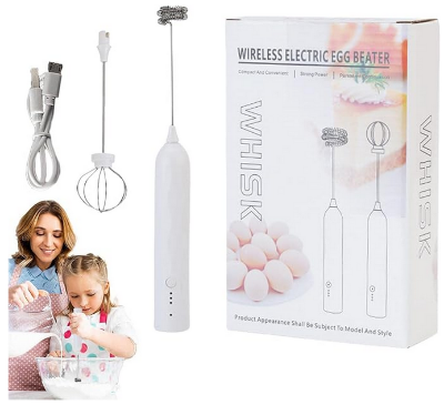 Picture of Portable Electric Hand Mixer With Stainless Steel Whisk Beater Attachments Lightweight Blender For  & Cooking Milk Foam Maker