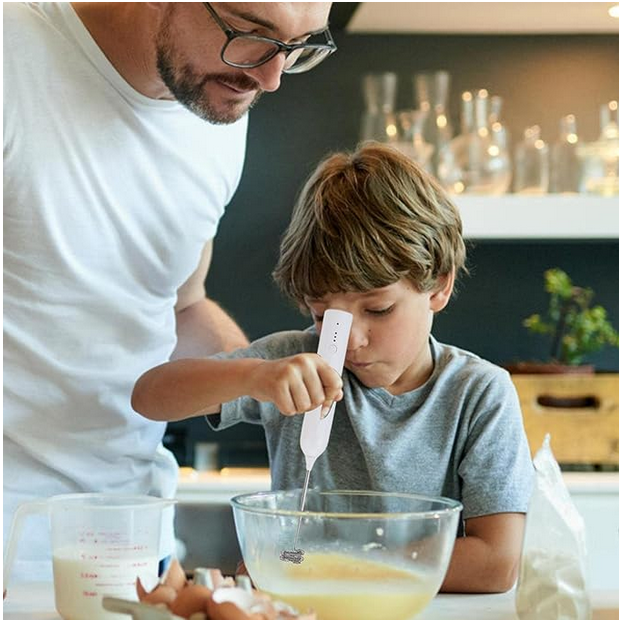 Picture of Portable Electric Hand Mixer With Stainless Steel Whisk Beater Attachments Lightweight Blender For  & Cooking Milk Foam Maker