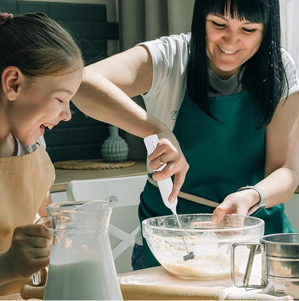 Picture of Portable Electric Hand Mixer With Stainless Steel Whisk Beater Attachments Lightweight Blender For  & Cooking Milk Foam Maker