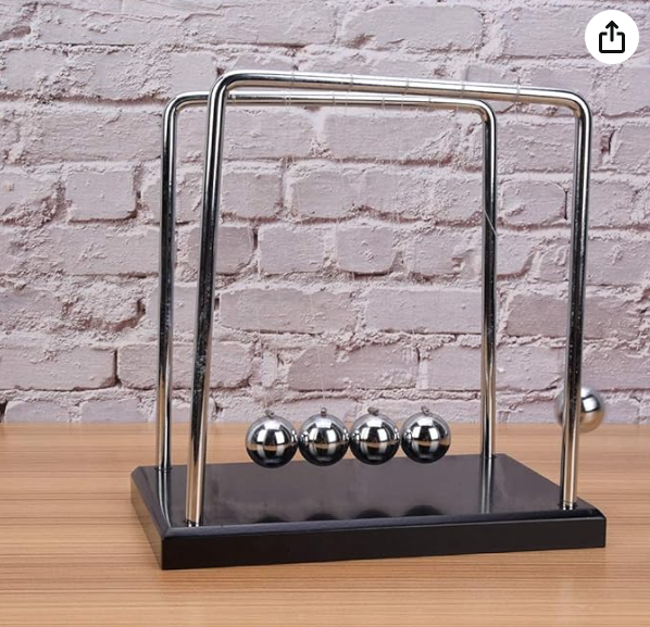 Picture of Newton's Cradle Steel Balance Ball (Collision Balls / Pendulum Balls) Physics / Science Fun Toy Desk Home Office Decor