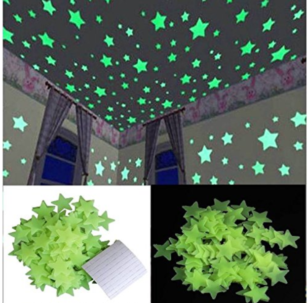Picture of Luminous Fluorescent Glowing Night Sky Wall Sticker Radium Glow Stars Starry Sky-green (pack 100 PCS)