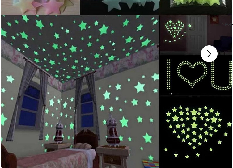 Picture of Luminous Fluorescent Glowing Night Sky Wall Sticker Radium Glow Stars Starry Sky-green (pack 100 PCS)