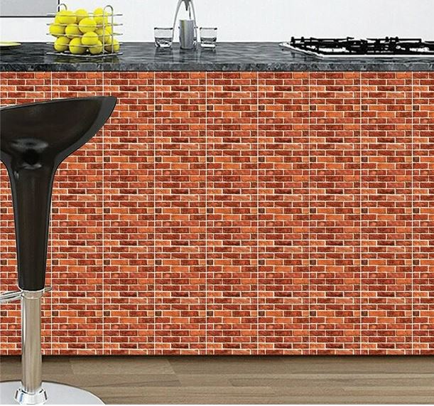 Picture of Brick Wallpaper Peel (1 Fit by 1fit) and Stick Wallpaper Brick Contact Paper for Walls Red 3D Brick Wallpaper Kitchen Wallpaper Faux Brick Self-Adhesive Removable Wallpaper for Bedroom Accent Wall Décor 30*30cm
