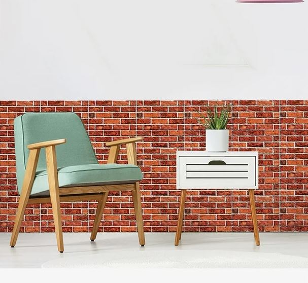 Picture of Brick Wallpaper Peel (1 Fit by 1fit) and Stick Wallpaper Brick Contact Paper for Walls Red 3D Brick Wallpaper Kitchen Wallpaper Faux Brick Self-Adhesive Removable Wallpaper for Bedroom Accent Wall Décor 30*30cm