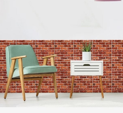 Picture of Brick Wallpaper Peel (1 Fit by 1fit) and Stick Wallpaper Brick Contact Paper for Walls Red 3D Brick Wallpaper Kitchen Wallpaper Faux Brick Self-Adhesive Removable Wallpaper for Bedroom Accent Wall Décor 30*30cm