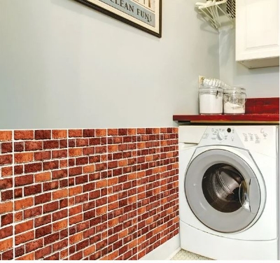 Picture of Brick Wallpaper Peel (1 Fit by 1fit) and Stick Wallpaper Brick Contact Paper for Walls Red 3D Brick Wallpaper Kitchen Wallpaper Faux Brick Self-Adhesive Removable Wallpaper for Bedroom Accent Wall Décor 30*30cm