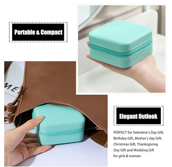 Picture of Jewelry Box Leather for Women Layer Jewelry Case Storage Gift Earrings Rings Bracelets Organizer
