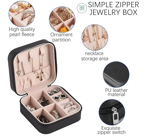 Picture of Jewelry Box Leather for Women Layer Jewelry Case Storage Gift Earrings Rings Bracelets Organizer