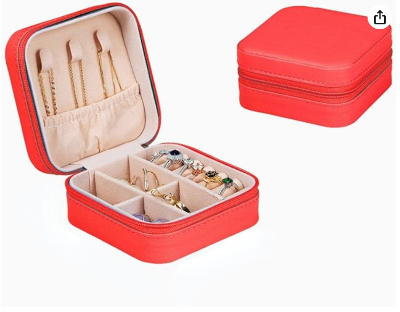 Picture of Jewelry Organizer, Mini Jewelry Box for Women and Girls, Portable Jewellery Storage Holder, Boxes Gifts for Rings Earrings Necklace Bracelet Bangle