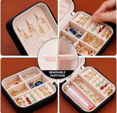 Picture of Jewelry Organizer, Mini Jewelry Box for Women and Girls, Portable Jewellery Storage Holder, Boxes Gifts for Rings Earrings Necklace Bracelet Bangle