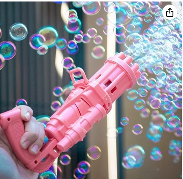 Picture of Bubble Gun, Bubble Machine for Toddlers with Bubble Water, 8-Hole Electric Bubbles Gun for Toddlers Toys, New Gatling Bubble Machine Outdoor Toys for Boys and Girls